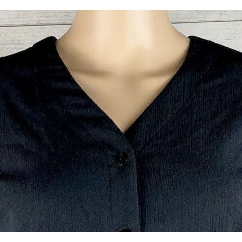 Pendleton Button Down Shirt Solid Black Polyester… - image 2